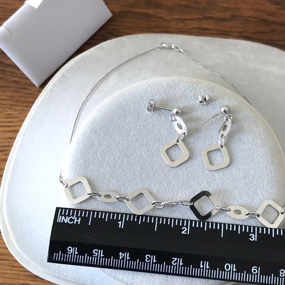 10 k White Gold Solid Italy Made Necklace Earrings - Picture 7 of 10